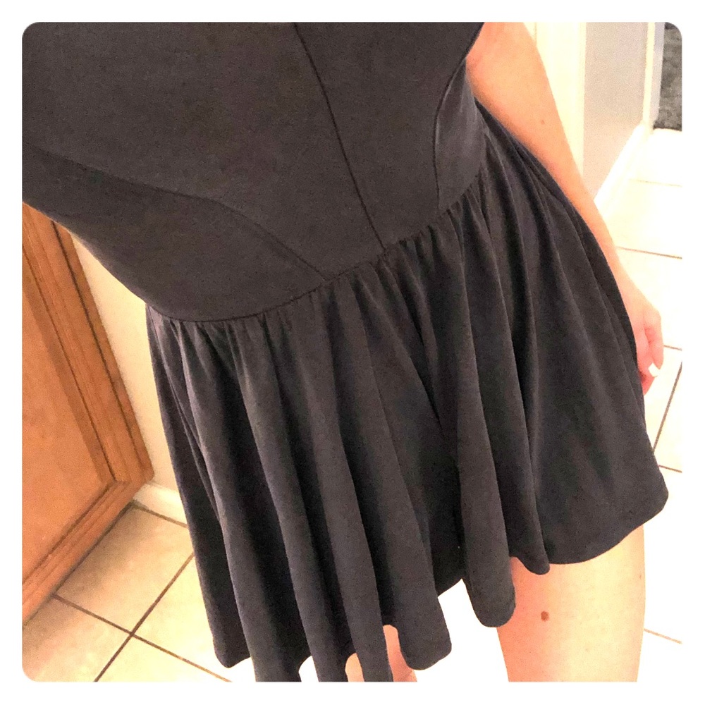 Grey suede backless romper